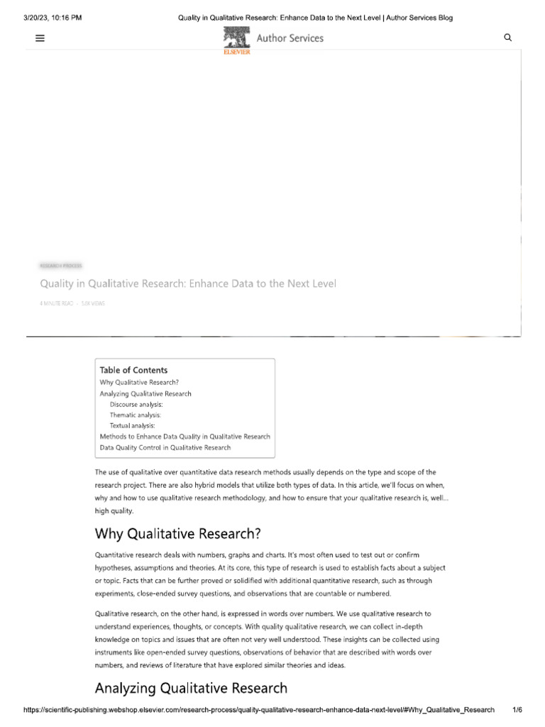 Quality in Qualitative Research by Elsevier | PDF