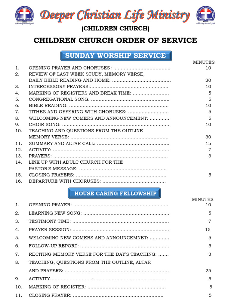 Children's Church Service Outline | PDF | Worship | Protestantism