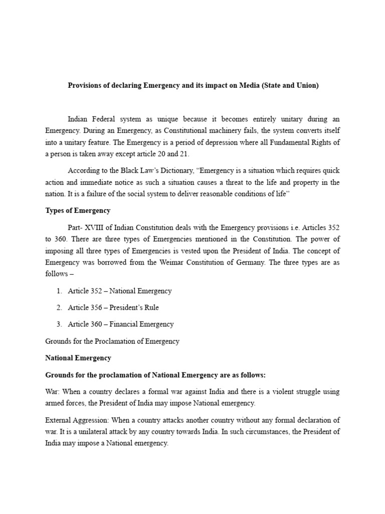 Emergency Provisions and Their Impact | PDF | State Of Emergency ...
