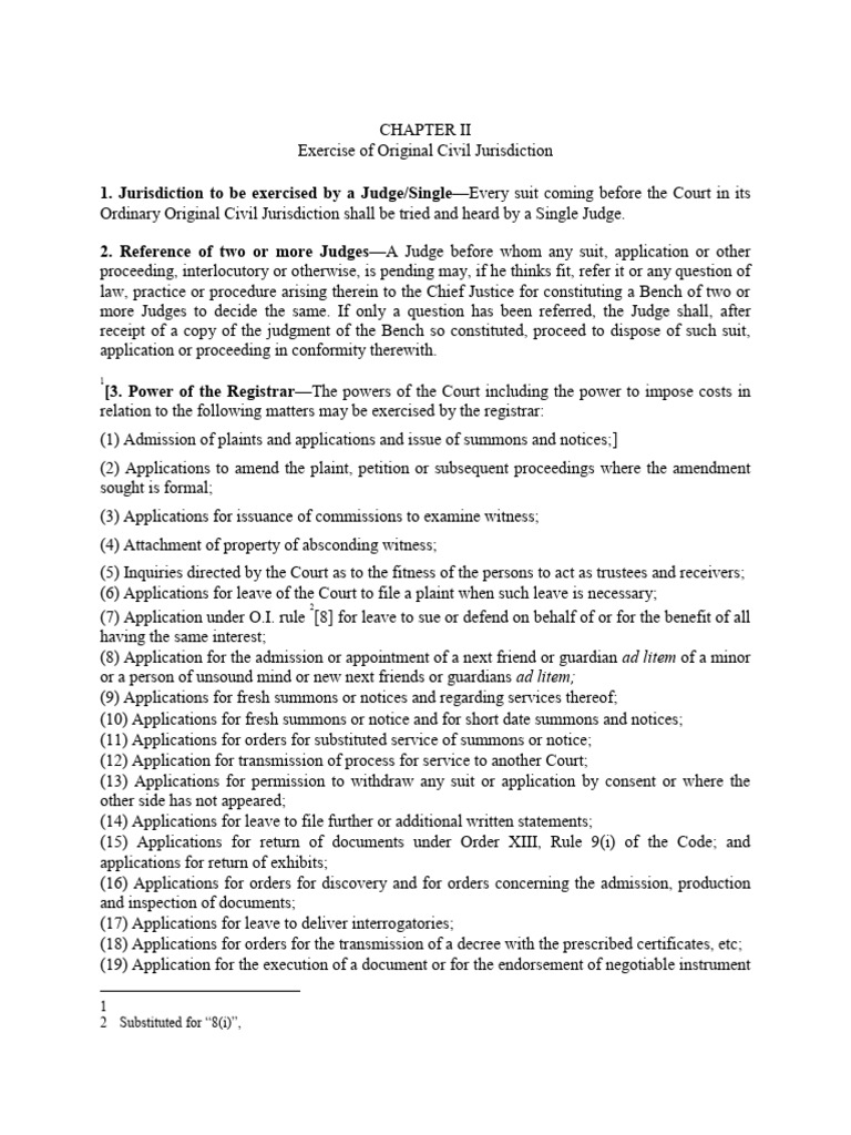 Original Civil Jurisdiction Rules Overview | PDF | Lawsuit | Summons