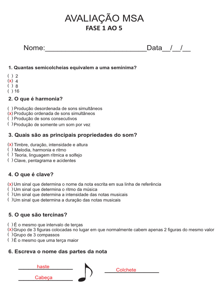 Prova Msa Fase 1 Ao 5 | PDF