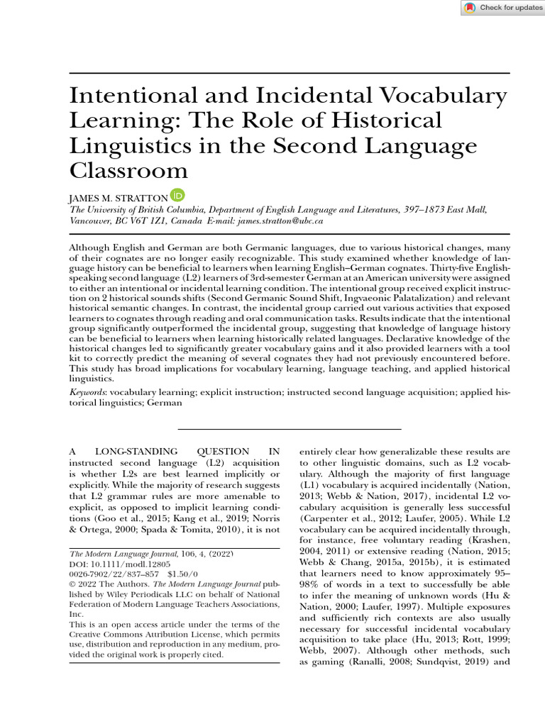 The Modern Language Journal - 2022 - M. STRATTON - Intentional and ...