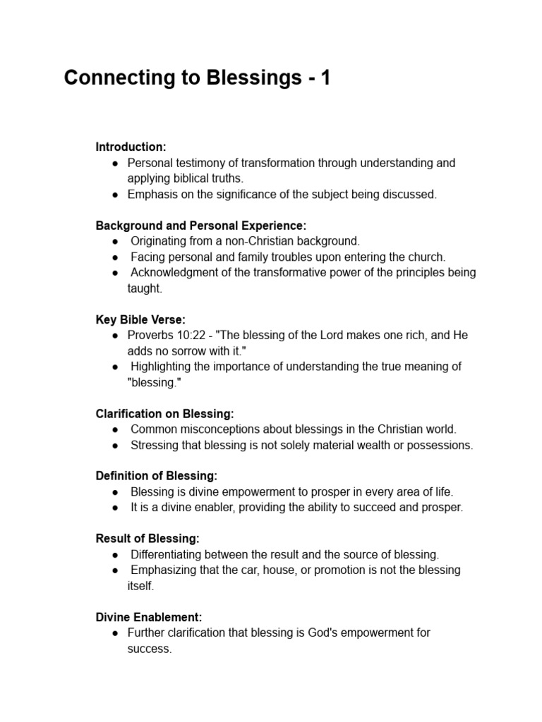 Connecting To Blessings - 1 | PDF