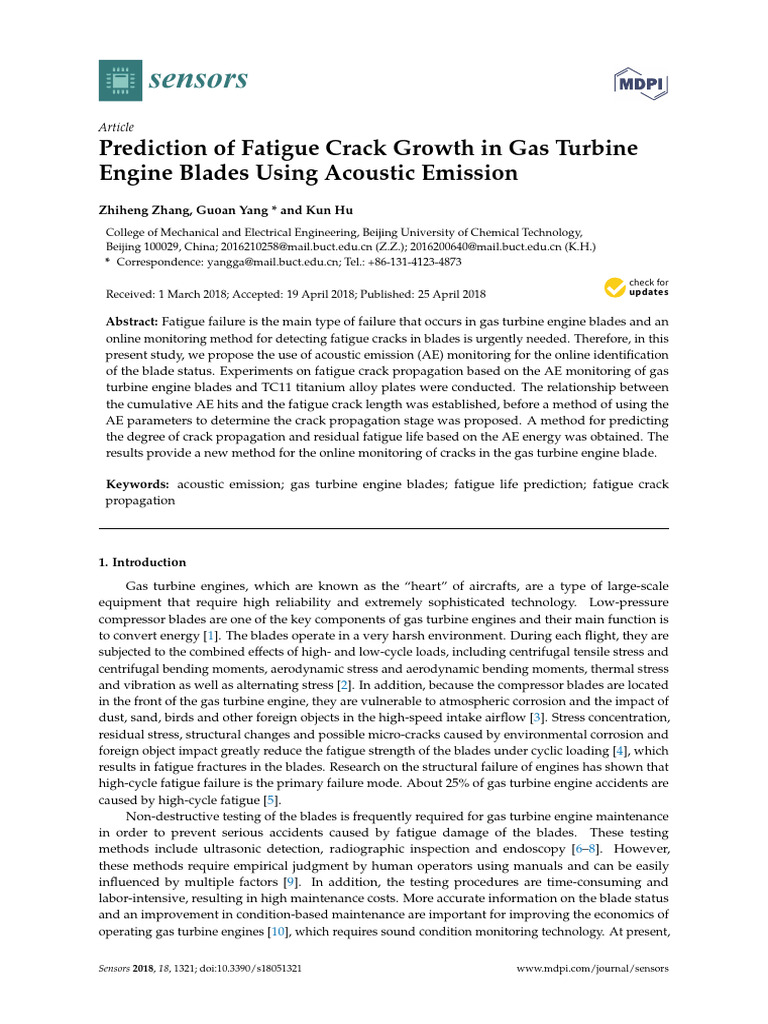 Prediction of Fatigue Crack Growth in Gas Turbine | PDF | Fatigue ...