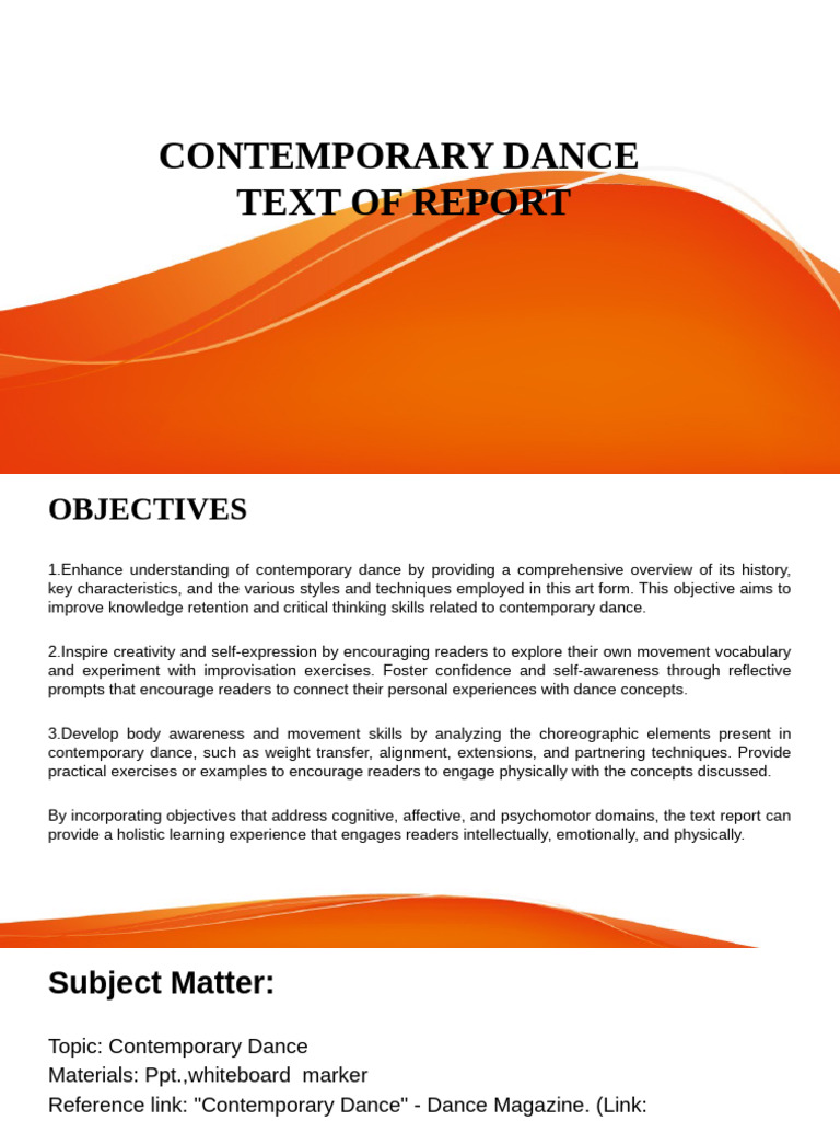 Contemporary Dance Pdf Dances Choreography