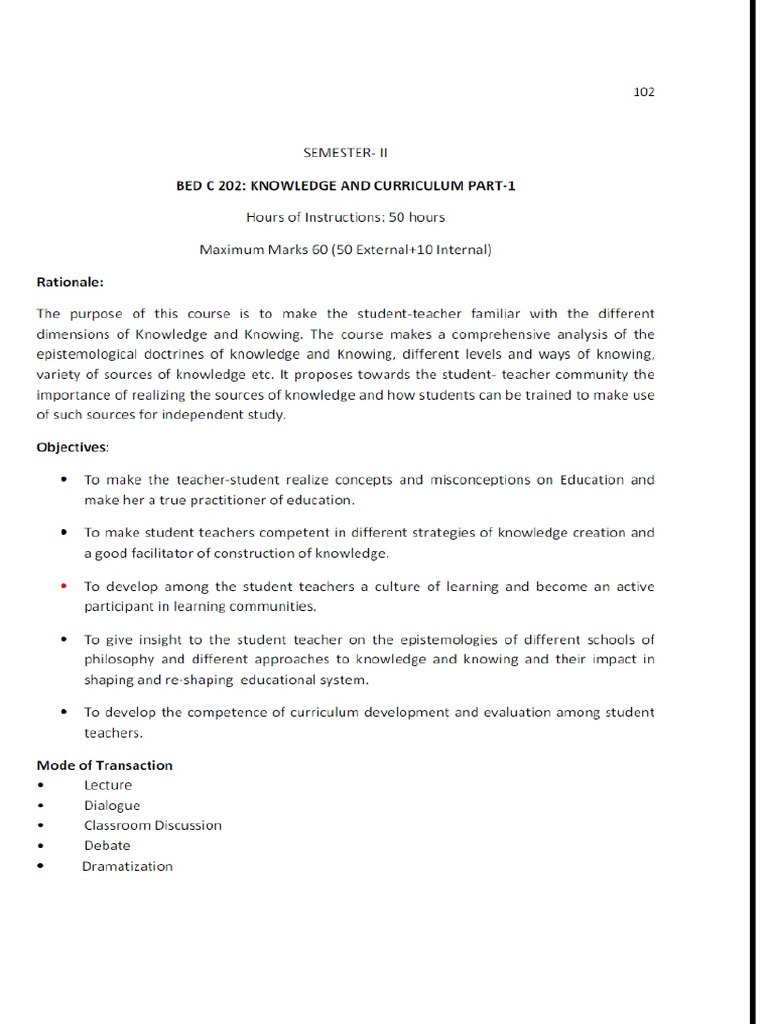 Knowledge and Curriculum Part-1 Syllabus | PDF