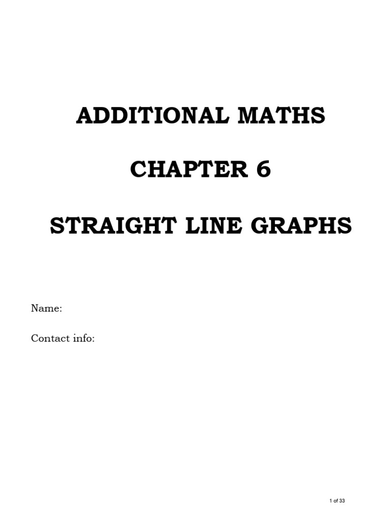 CHP 6 Straight Line Graphs (1) | PDF | Variable (Mathematics) | Line ...