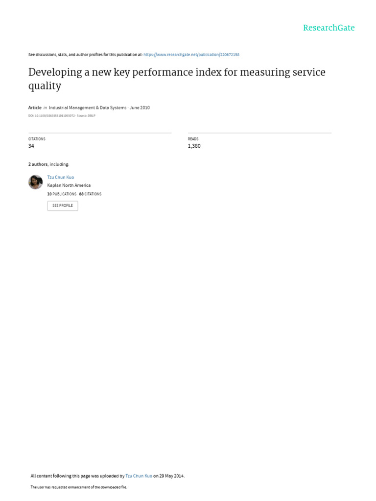 New KPI for Measuring Service Quality | PDF | Sample Size Determination ...