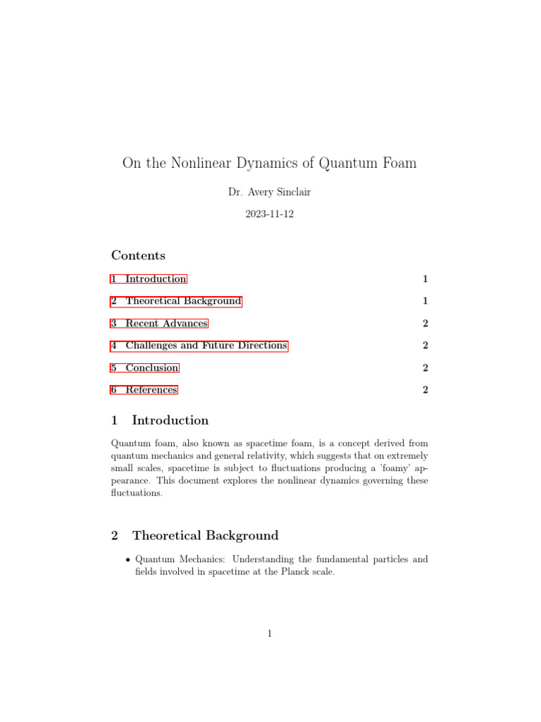 On The Nonlinear Dynamics of Quantum Foam | PDF | General Relativity ...