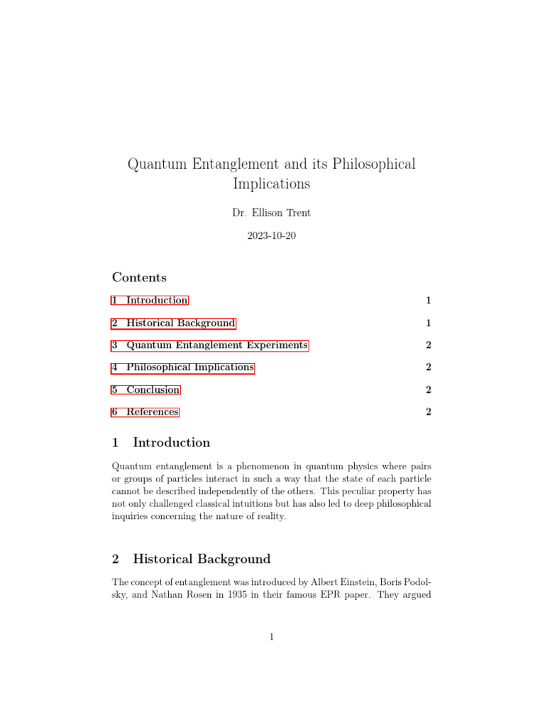 Philosophical Insights on Quantum Entanglement | PDF | Quantum ...