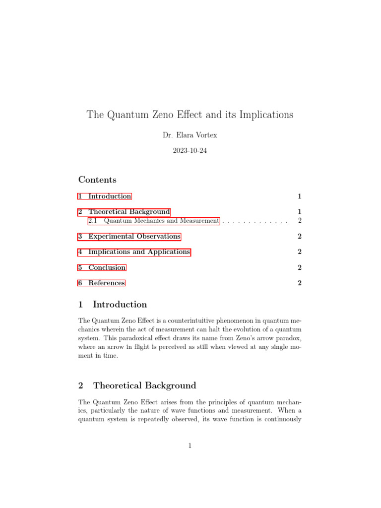 Quantum Zeno Effect Explained | PDF | Quantum Mechanics | Physics