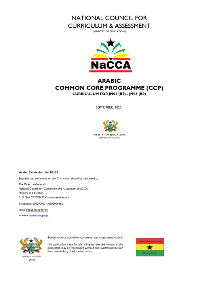 Arabic Curriculum for JHS1-JHS3 in Ghana | PDF | Educational Assessment ...