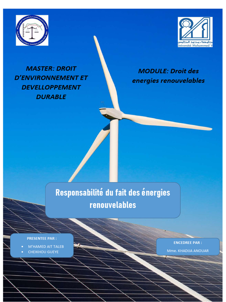 Responsabilité des Énergies Renouvelables | PDF | Énergie renouvelable ...
