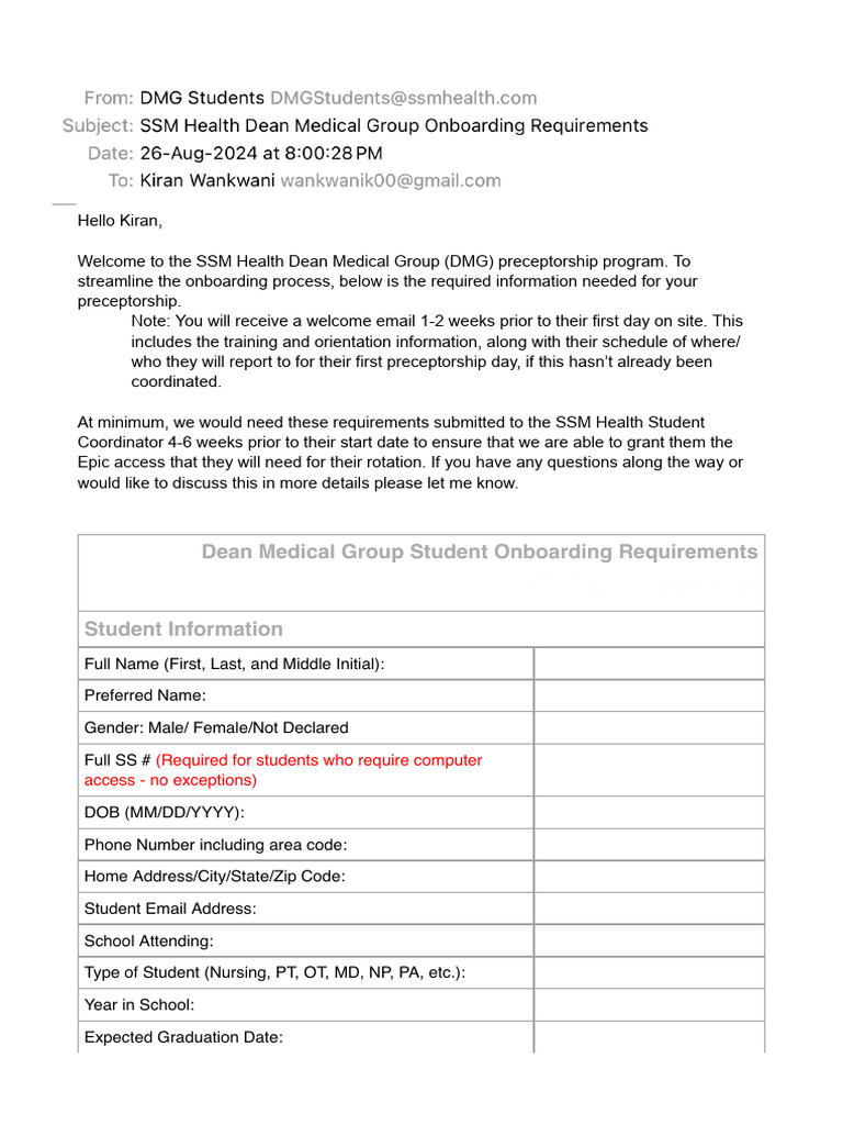 SSM Health Dean Medical Group Onboarding Guide | PDF | Vaccination ...