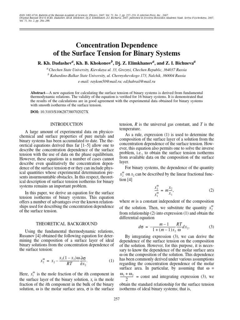 Surface Tension Pdf Surface Tension Tin
