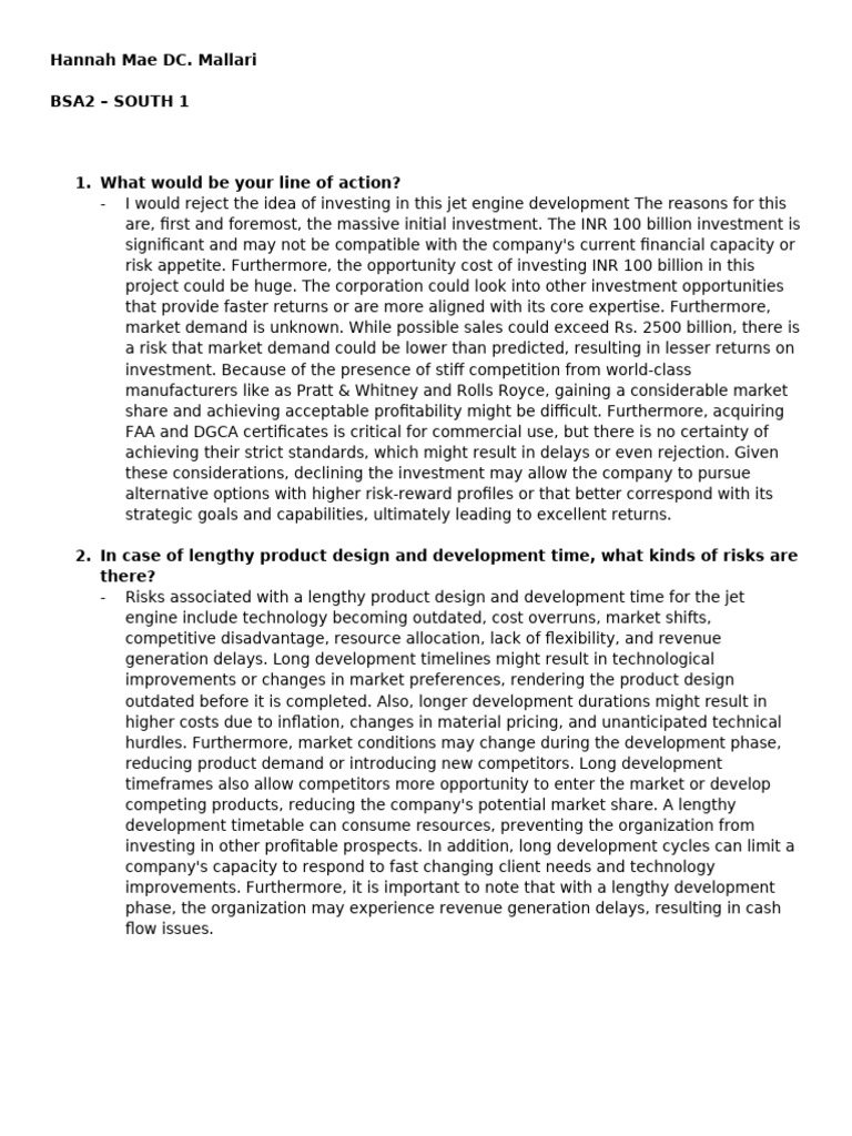 BAM 199 Product Development Risks | PDF | Investing | Risk