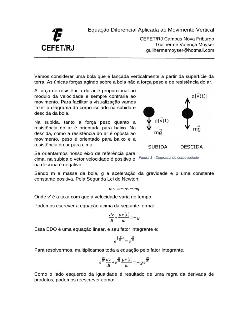 Equações do Movimento Vertical | PDF | Força | Velocidade
