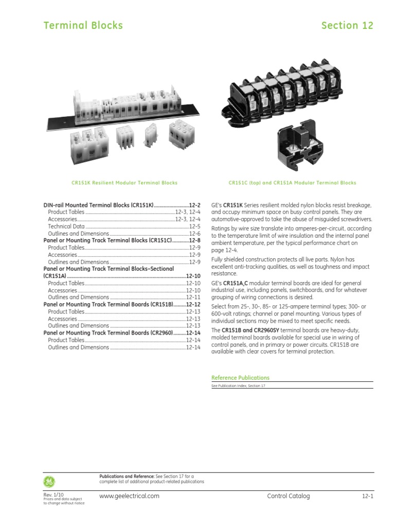 Terminal Blocks Section 12 CR151K Resilient Modular Terminal Blocks
