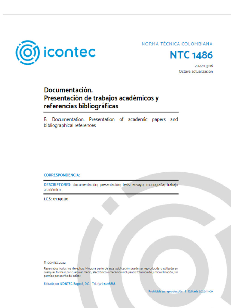 B - Icontec NTC 1486 2022 Trabajos Escritos | PDF