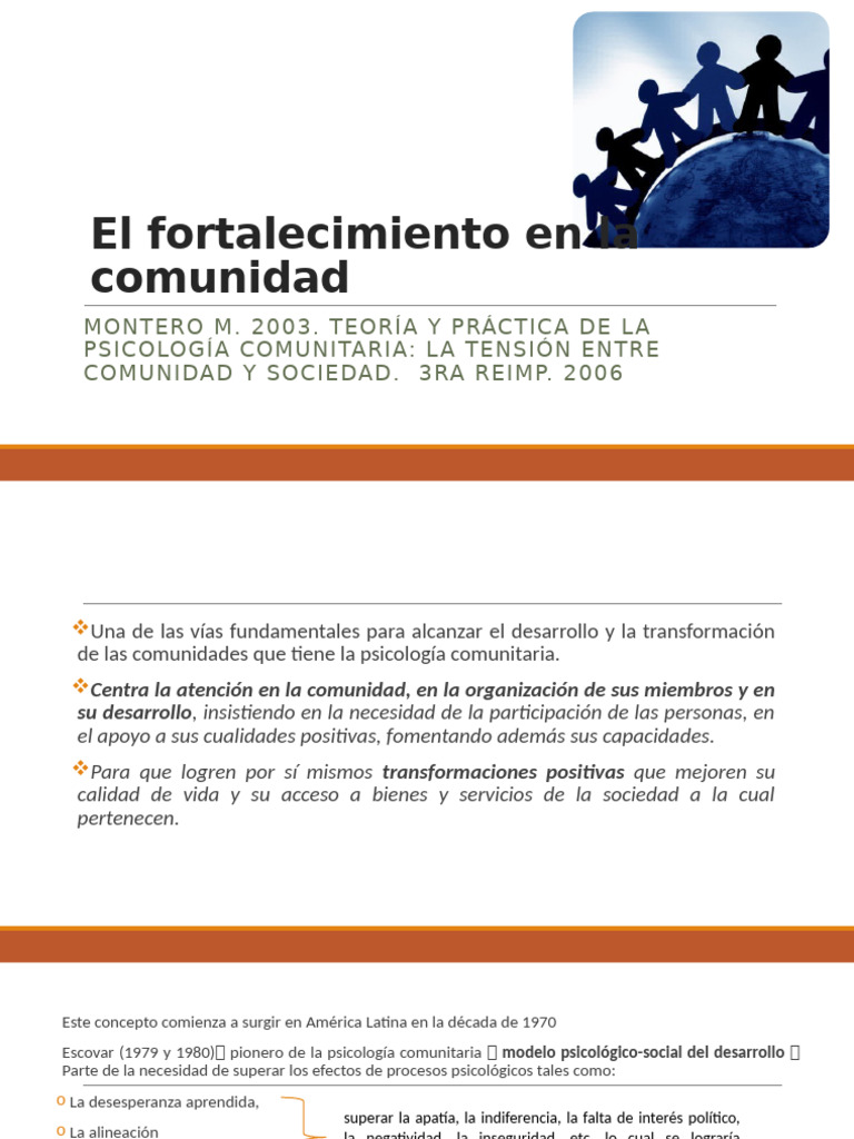 El Fortalecimiento en La Comunidad | PDF | Comunidad | Sicología