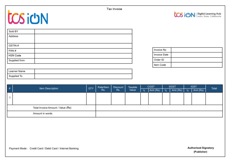 Tax Invoice for TCS iON Services | PDF