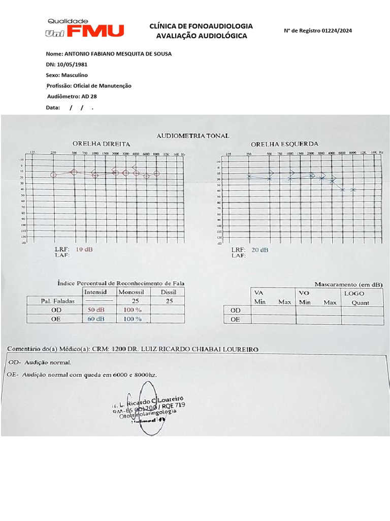Ficha de Audiometria | PDF