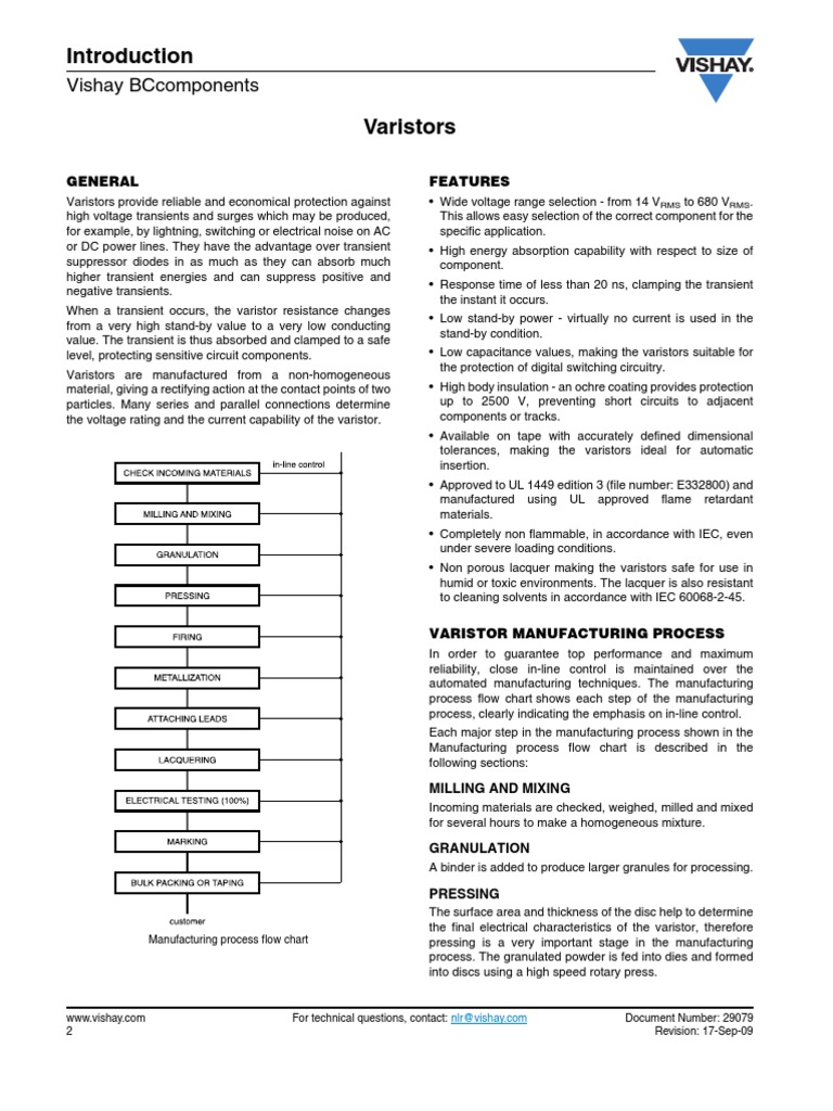 Varistors: High Voltage Protection Solutions | PDF | Capacitor ...