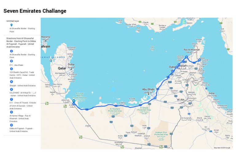 Seven Emirates Challenge Route Map | PDF
