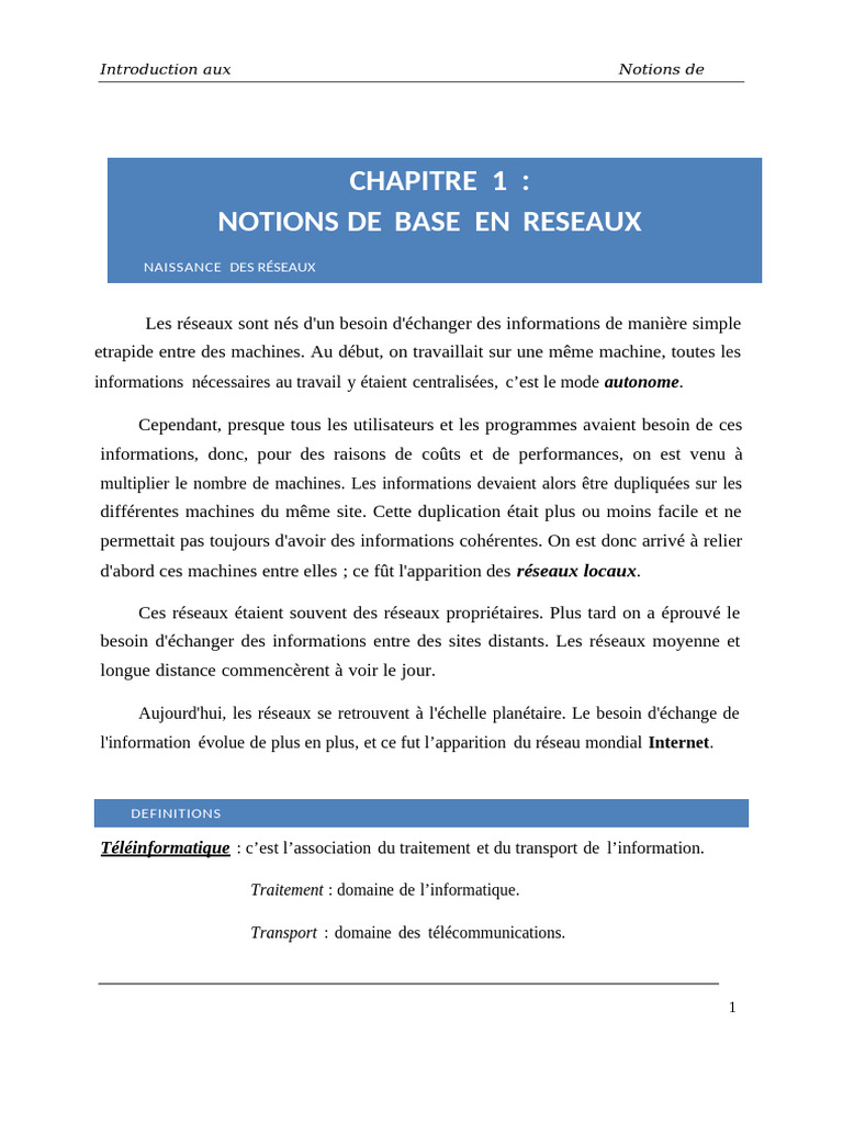 Introduction aux réseaux informatiques | PDF | Topologie de réseau ...