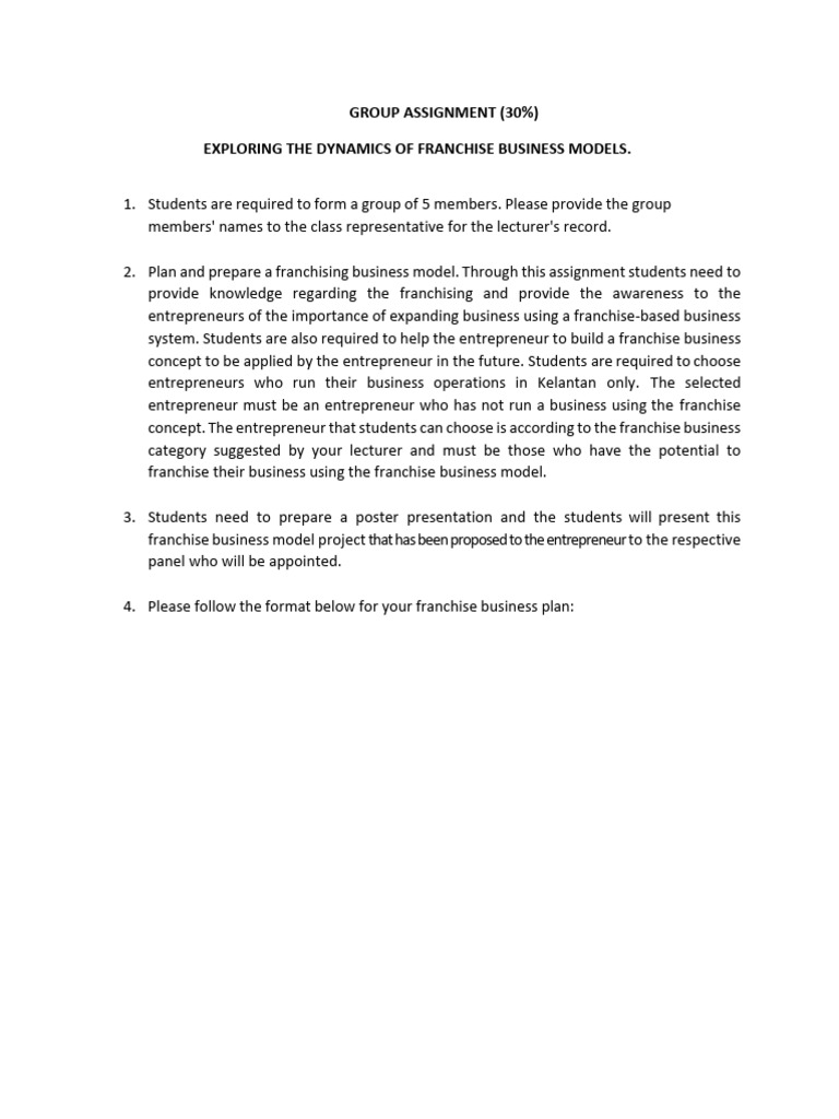 Group Project Exploring The Dynamics of Franchise Business Models | PDF ...