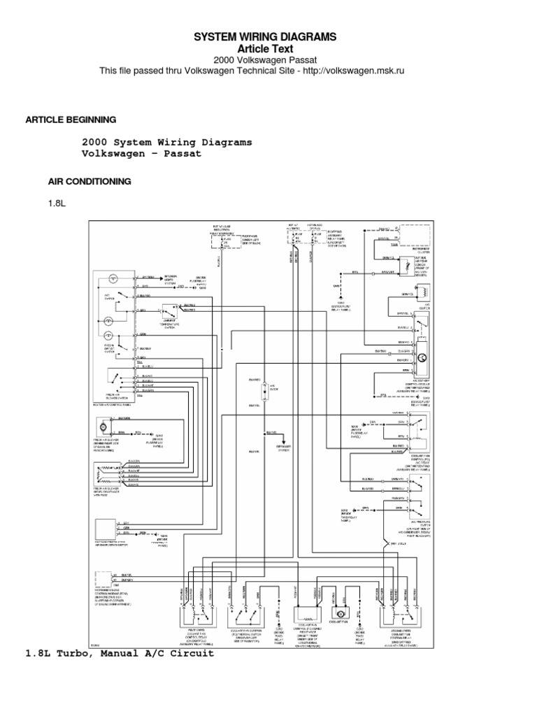 Passat B5 Wiring Diagram PDF
