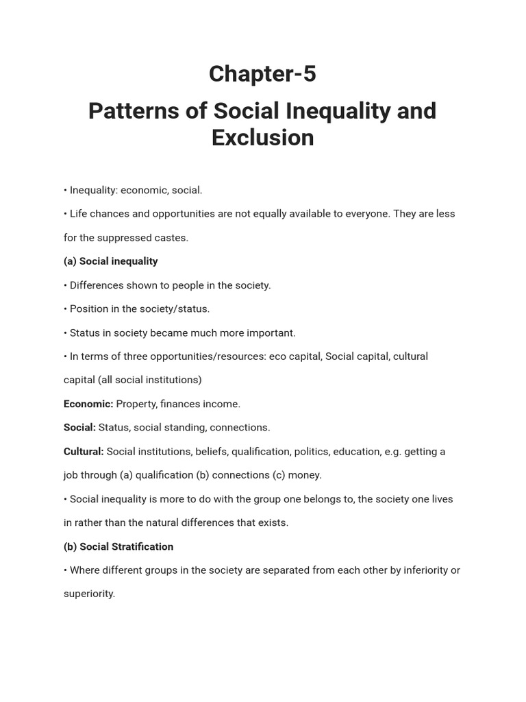 Social Inequality and Exclusion Explained | PDF | Prejudices | Dalit