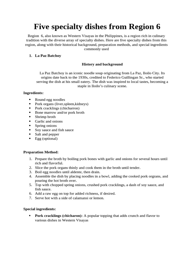 Specialty Dishes of Region 6, Philippines | PDF | Dumpling | Food And Drink