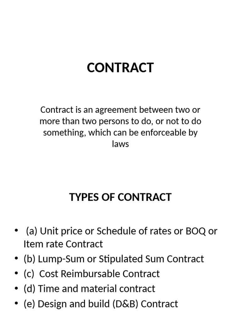 Construction Contract Types | PDF