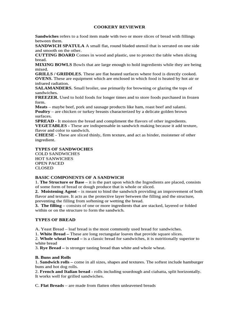COOKERY REVIEWER | PDF | Desserts | Custard