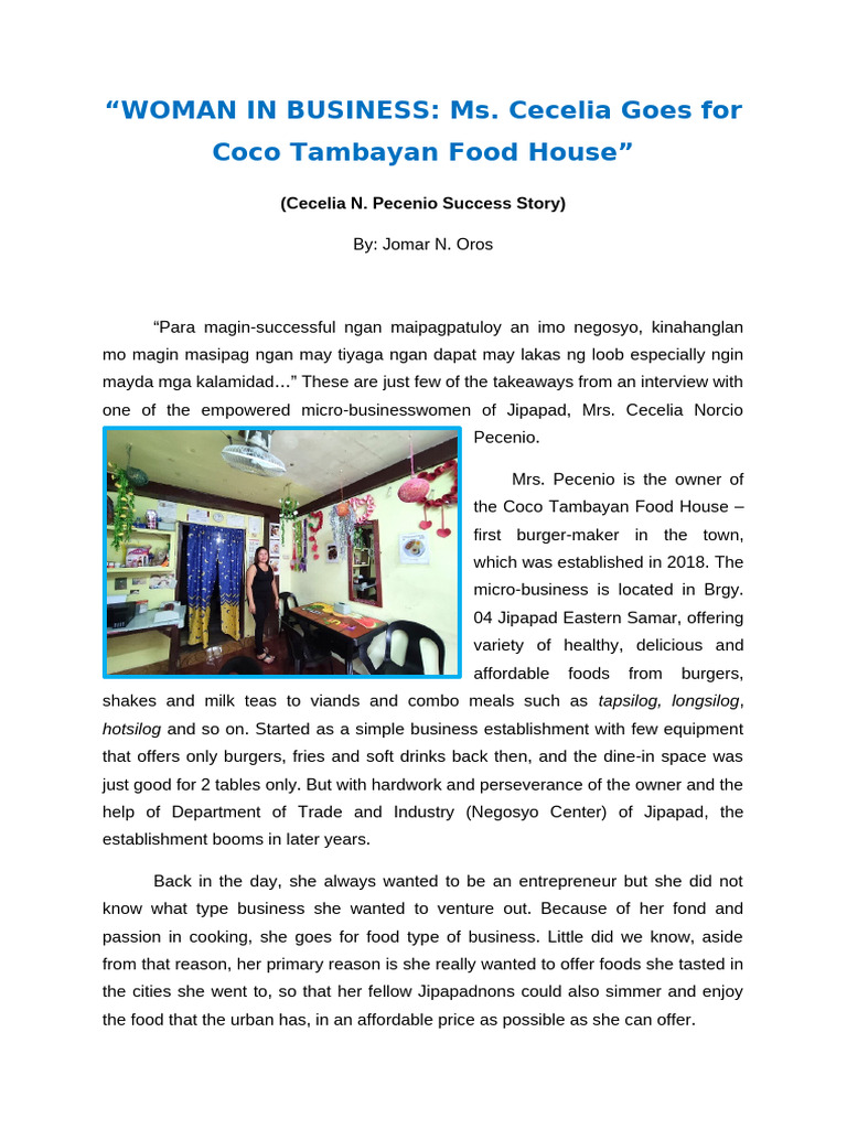 CECILIA PECENIO SUCCESS STORY | PDF | Foods