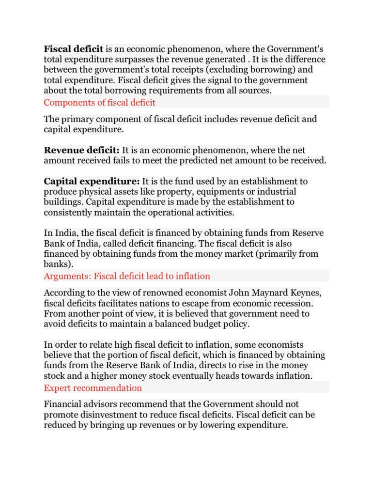 Fiscal Deficit | PDF