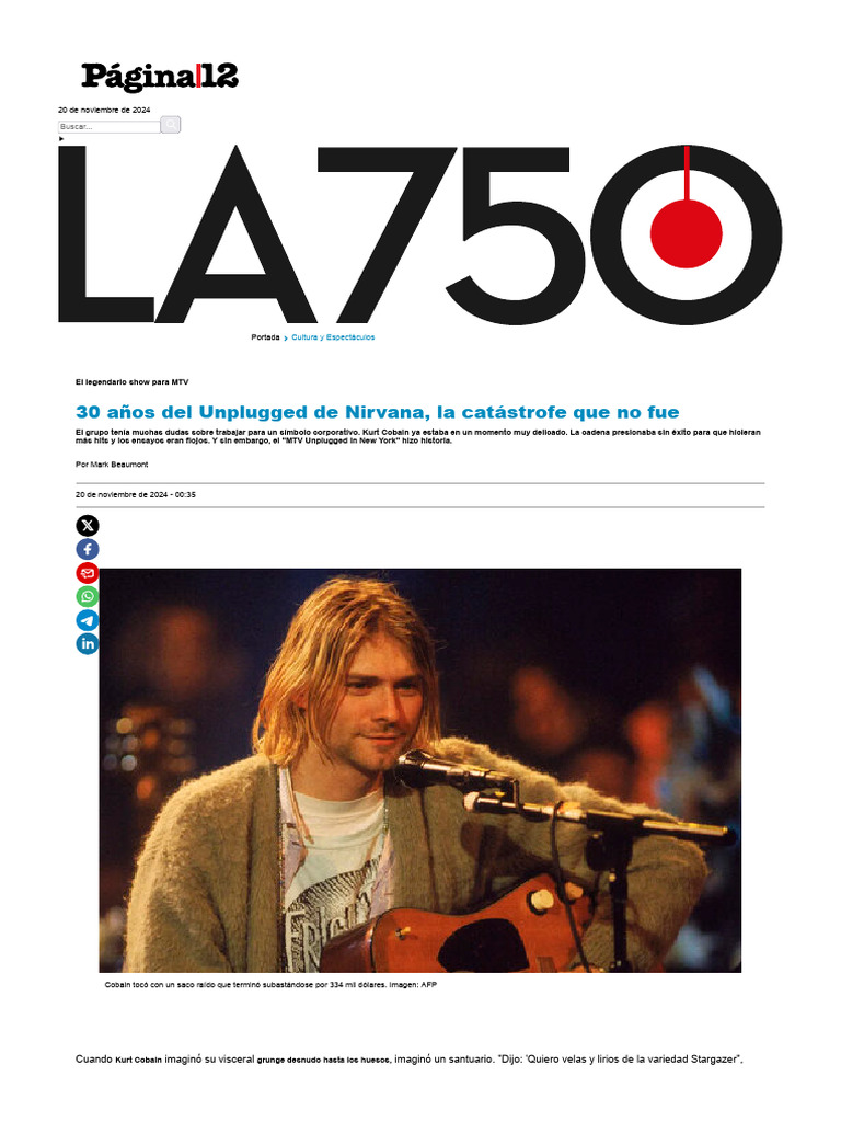 Nirvana MTV Unplugged 30 años Kurt Cobain Página_12 201124 | PDF | Kurt ...