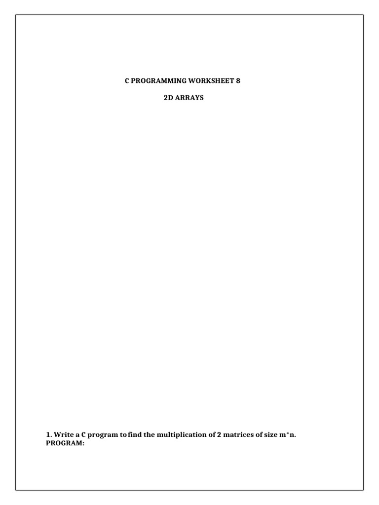 C Programming: 2D Arrays Tasks | PDF