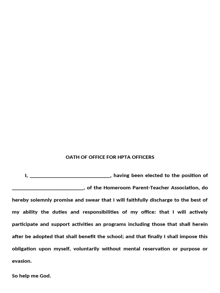 Oath of Office Hpta 094049 | PDF