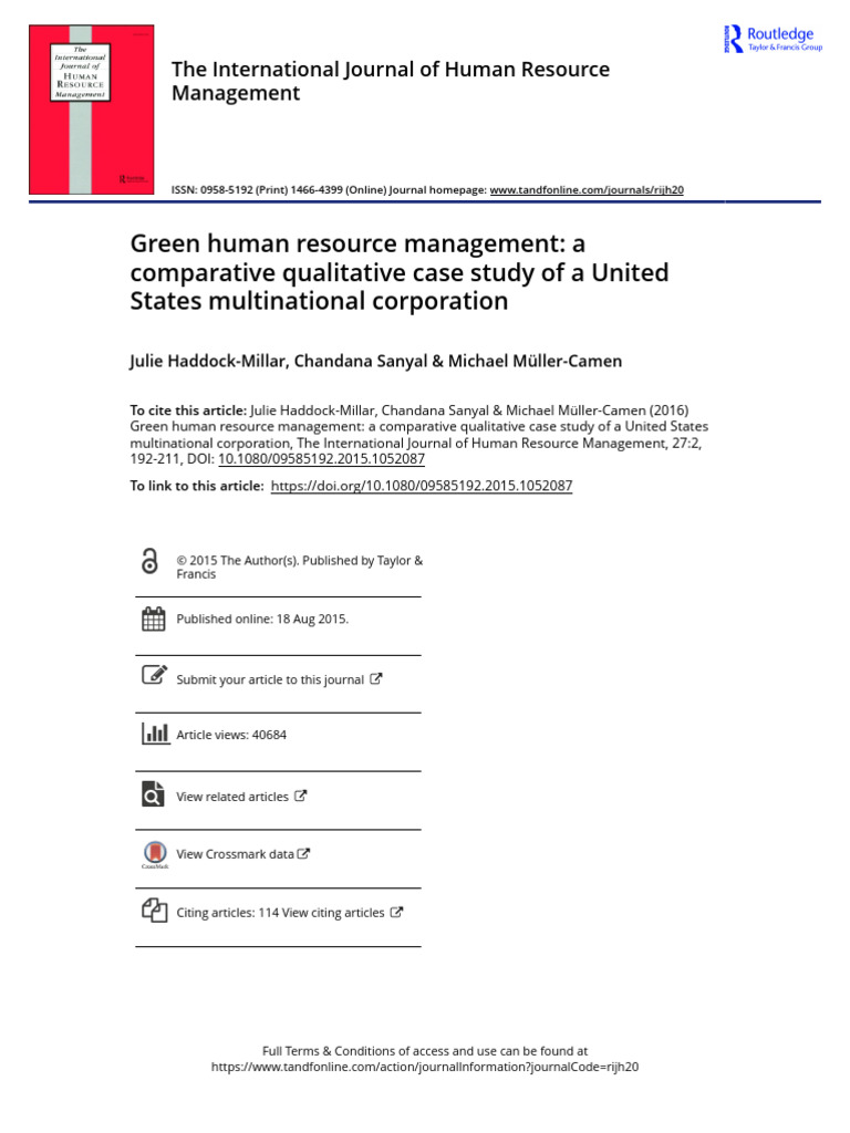 Green Human Resource Management A Comparative Qualitative Case Study of ...