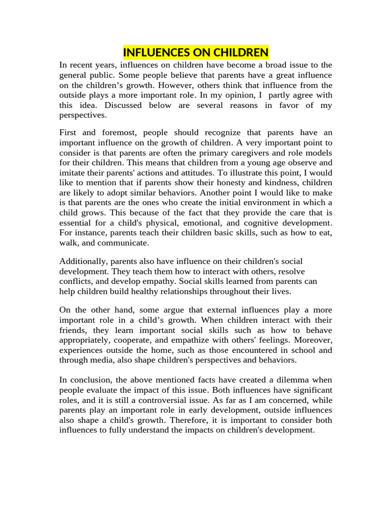 Impact of Parental and External Influences on Children | PDF