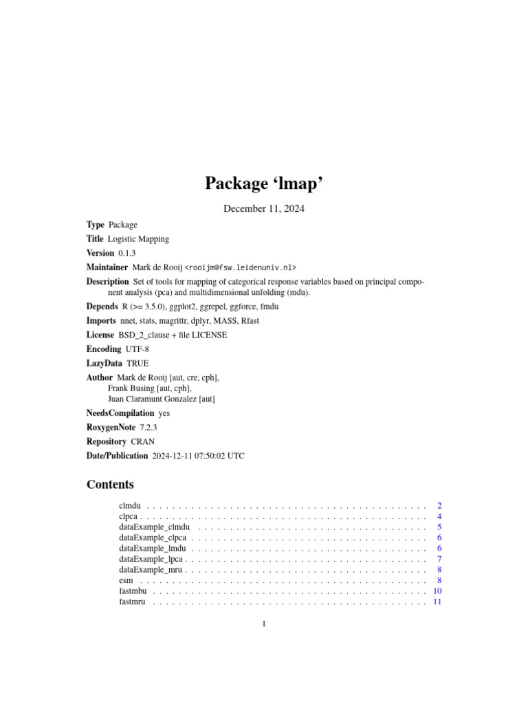 lmap | PDF | Matrix (Mathematics) | Statistical Analysis