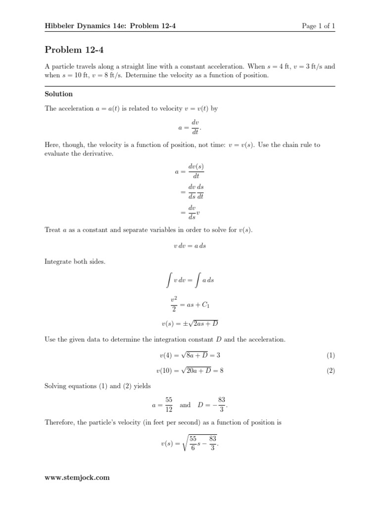 Velocity Function from Position in Dynamics | PDF | Acceleration | Velocity