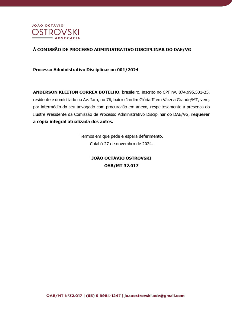 Pedido de Copia Integral Dos Autos | PDF