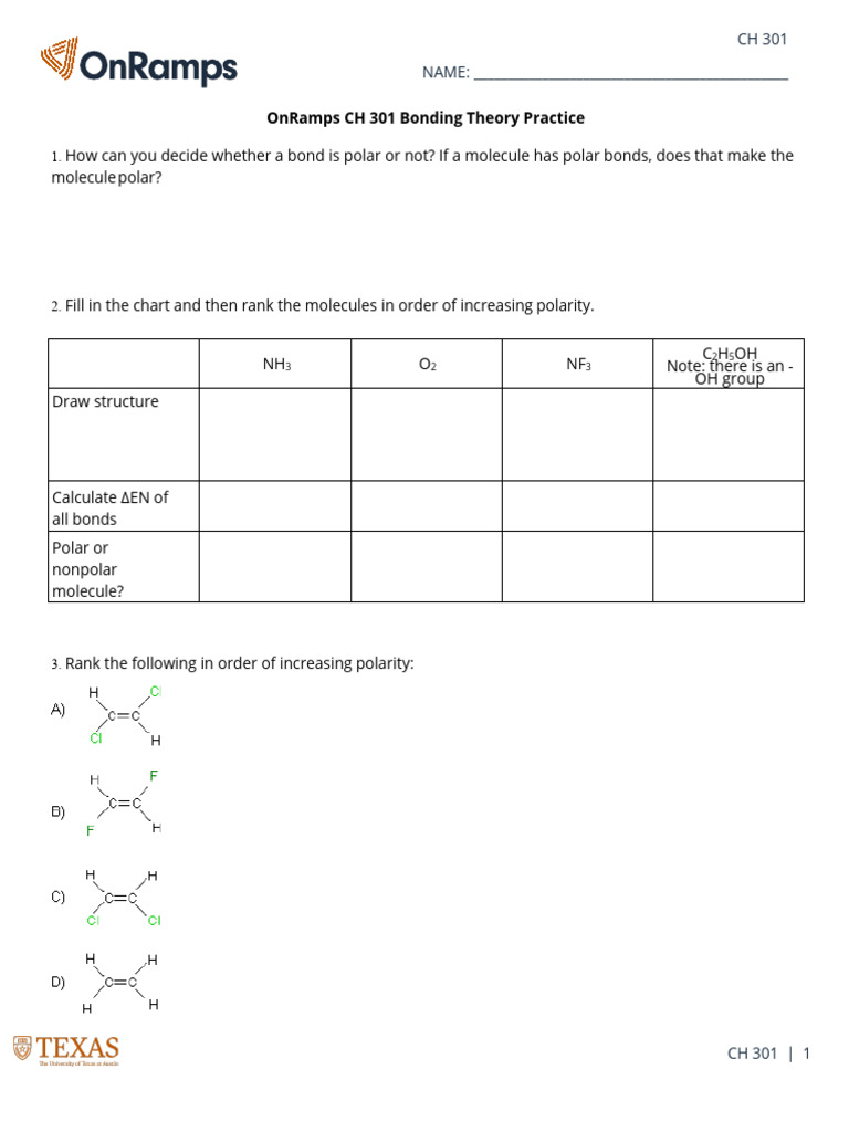 Activity 2 - 7 - 3 - Bonding Practice | PDF | Chemical Bond | Chemical ...
