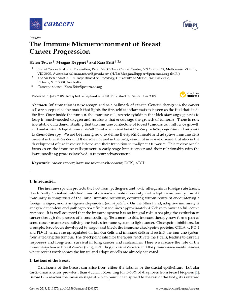 Immune Microenvironment in Breast Cancer | PDF | Natural Killer Cell ...