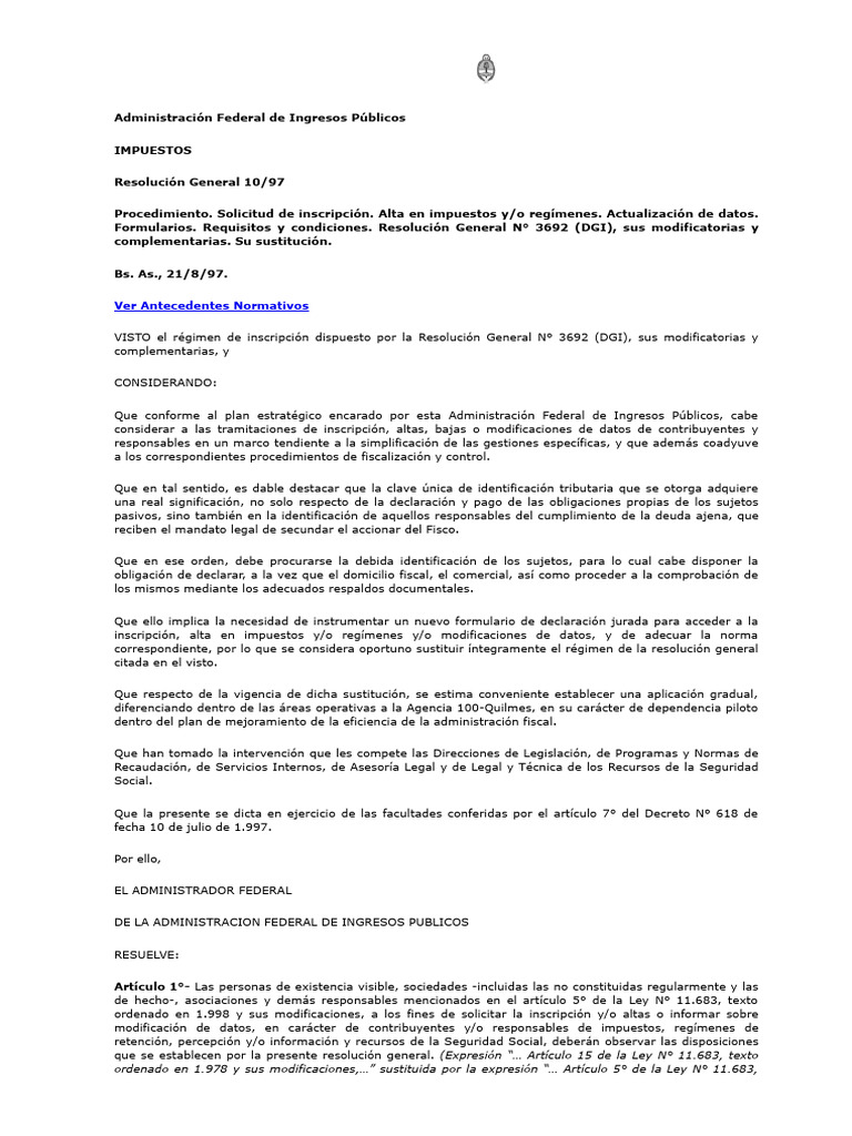 Inscripción y Alta de Contribuyentes AFIP | PDF | Documento de ...