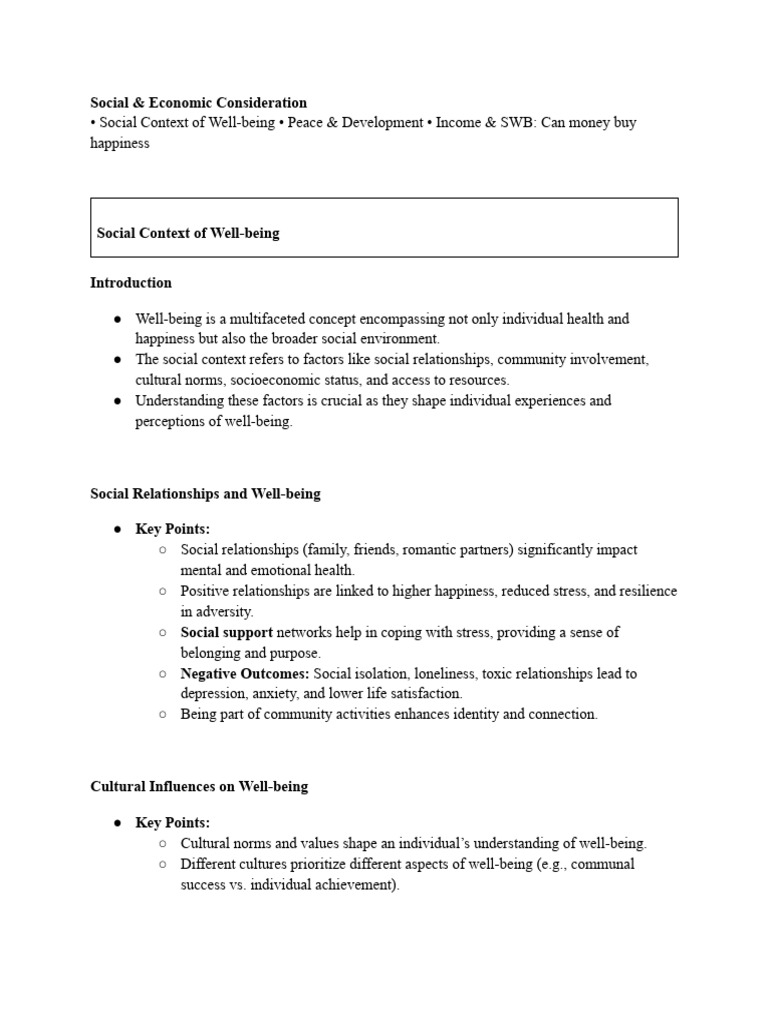 Social and Economic Factors in Well-being | PDF | Happiness | Social ...