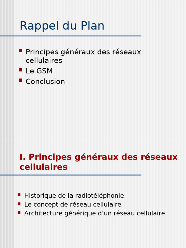 Rappel sur le système GSM | PDF | GSM | Réseau cellulaire